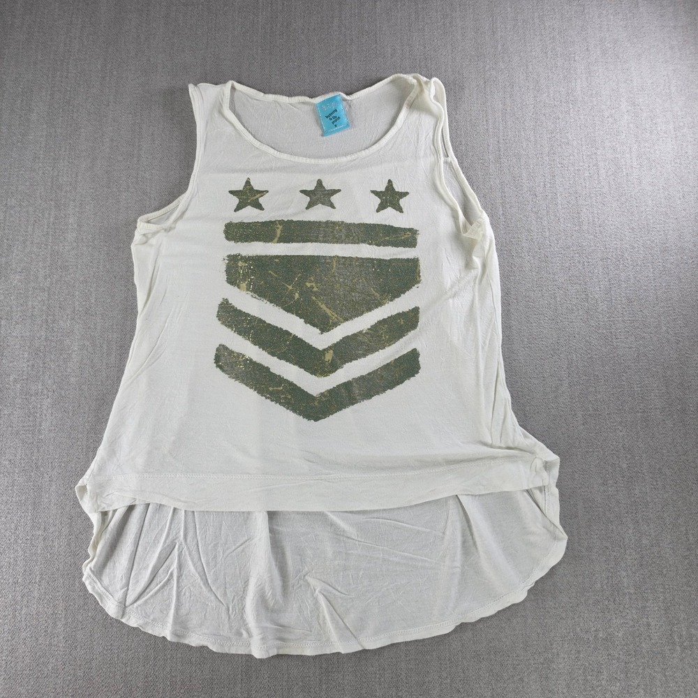 H.I.P. Tank Top‎ Women Small White Military Stars Glitter High Low JY5680002